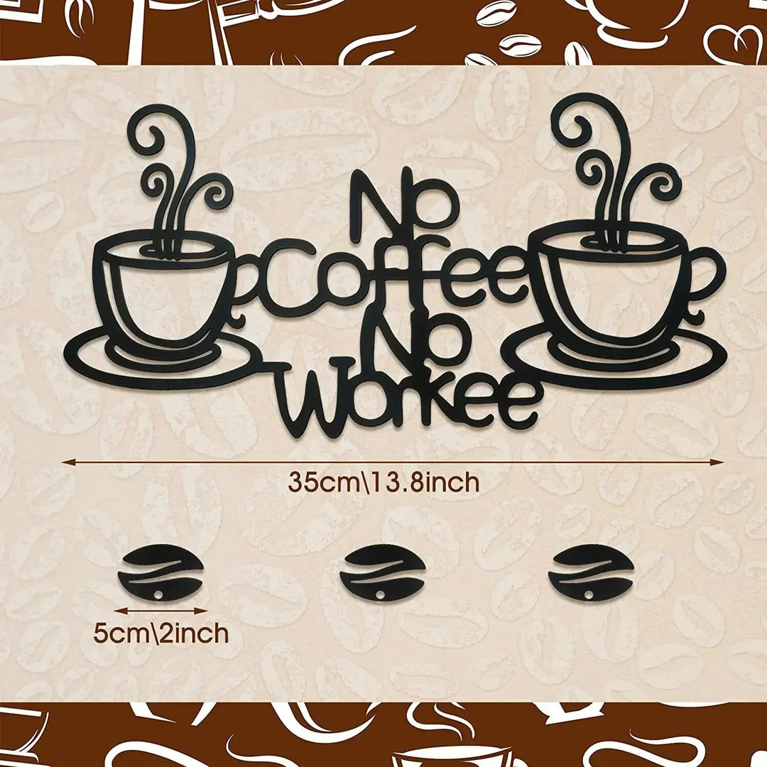 Kitchen Coffee Bar Black Metal Wall Art Decor