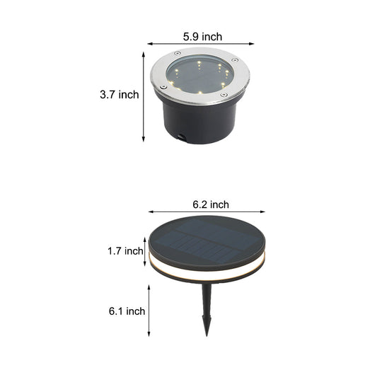 LED Waterproof Ground Dish Lights with Solar Top &amp; Side Emitting Design