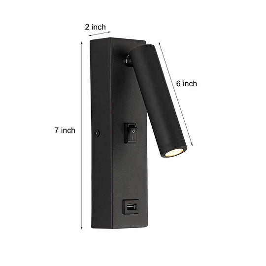 Rectangular Adjustable LED Wall Lamp with Switch &amp; USB Port