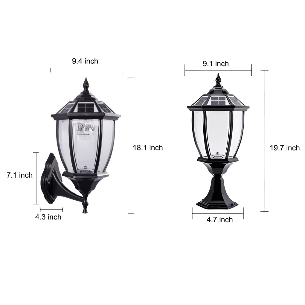 LED Waterproof Black Vintage Outdoor Solar Fence Post Lights with Remote
