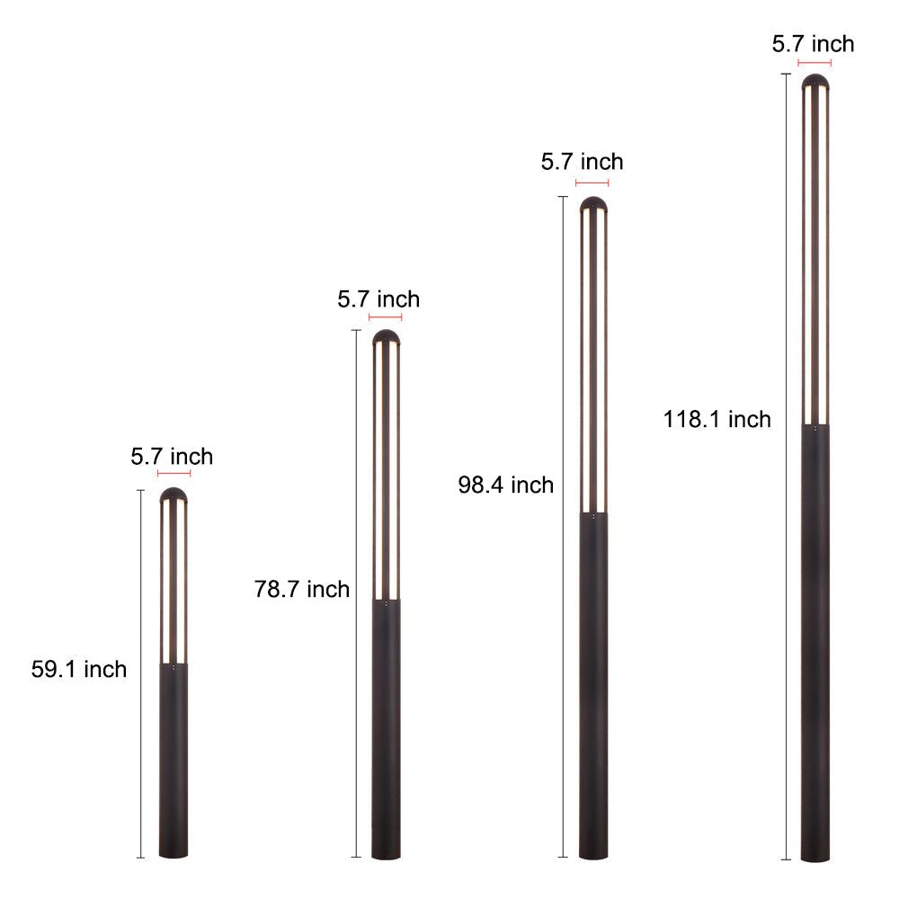 Minimalist Waterproof LED Black Modern Residential Outdoor Bollard Lights Yard Lighting