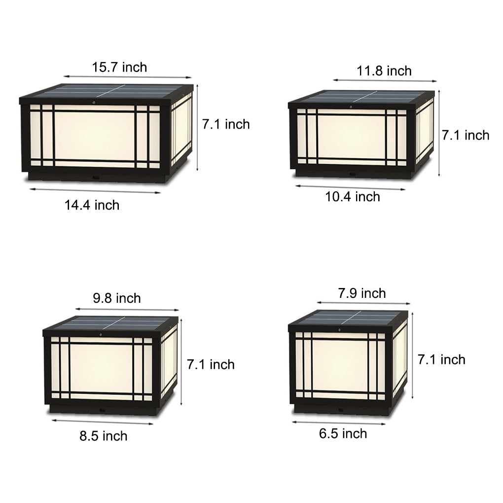 Retro Grilles Waterproof LED 3 Step Dimming Solar Fence Post Lights