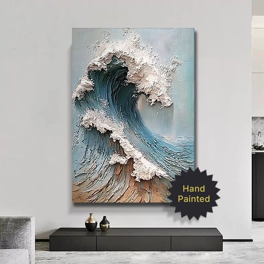 Hand Painted Abstract Coastal Seascape Canvas Art