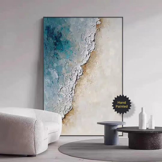 Hand Painted Abstract Coastal Seascape Canvas Art