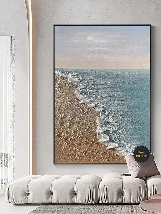 Hand Painted Abstract Coastal Seascape Canvas Art