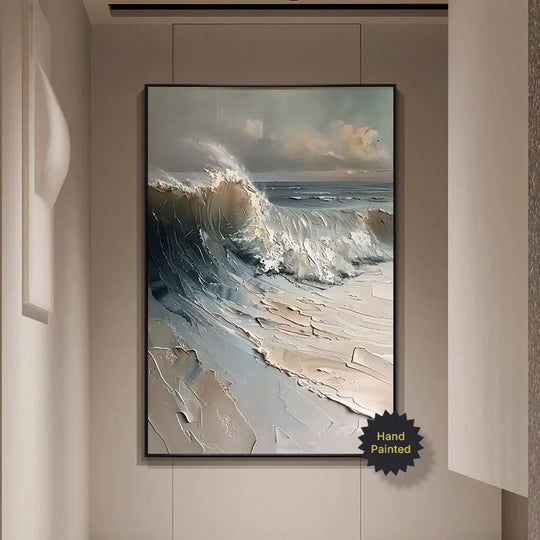 Hand Painted Abstract Coastal Seascape Canvas Art
