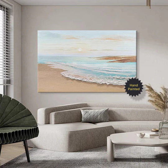 Hand Painted Abstract Seascape Textured Canvas Art