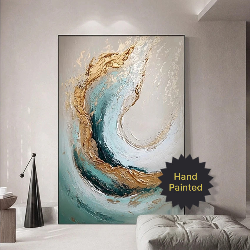 Hand Painted Abstract Coastal Seascape Canvas Art