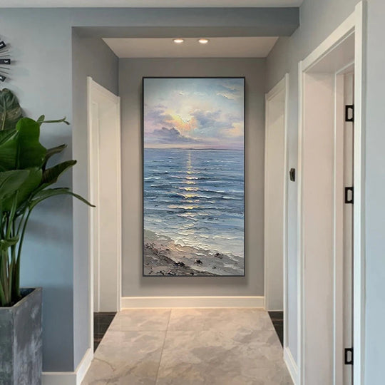 Hand Painted Abstract Seascape Textured Canvas Art