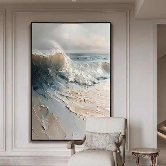 Hand Painted Abstract Seascape Textured Canvas Art