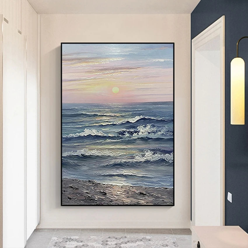 Hand Painted Abstract Coastal Seascape Canvas Art