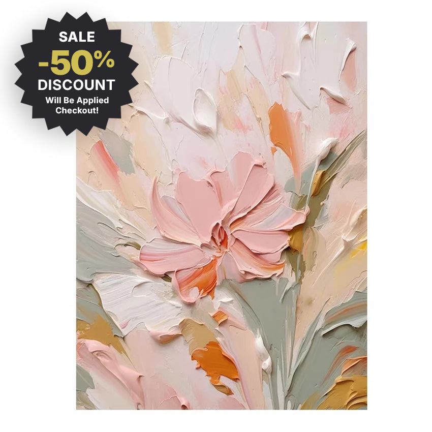 Large Format Hand Painted Pink Floral Canvas Wall Art