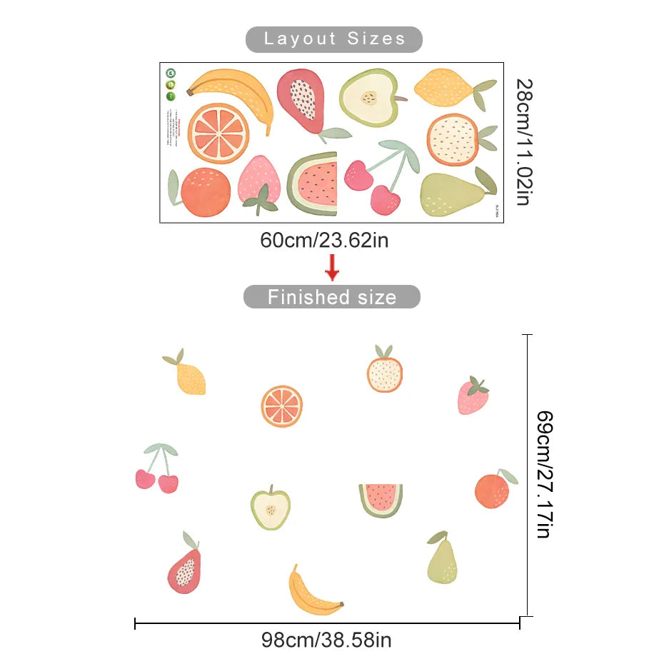 Lemon Cherry Fruit Wall Decals For Kids Room And Kitchen