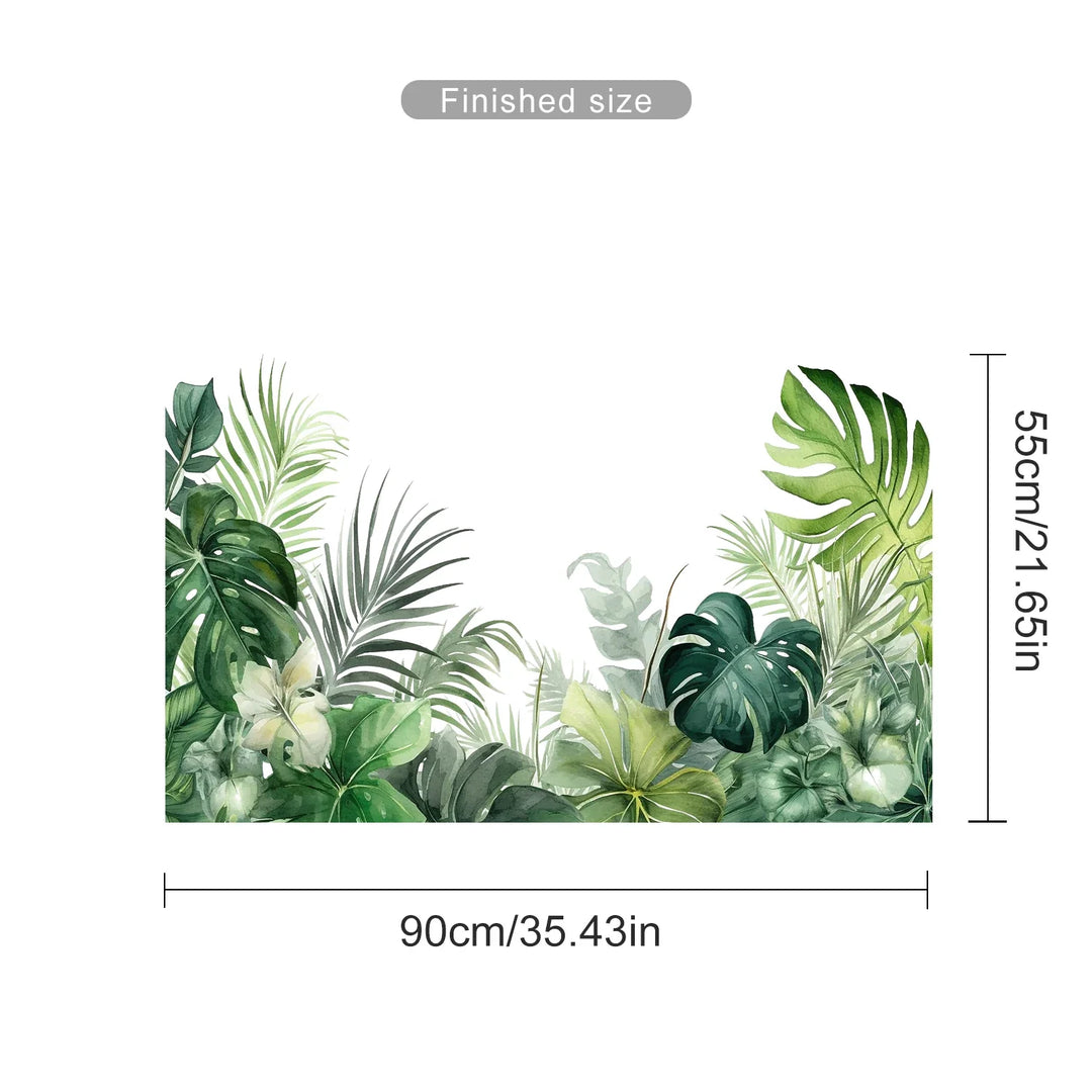 Lush Jungle Green Leaves Foliage Wall Mural Decal