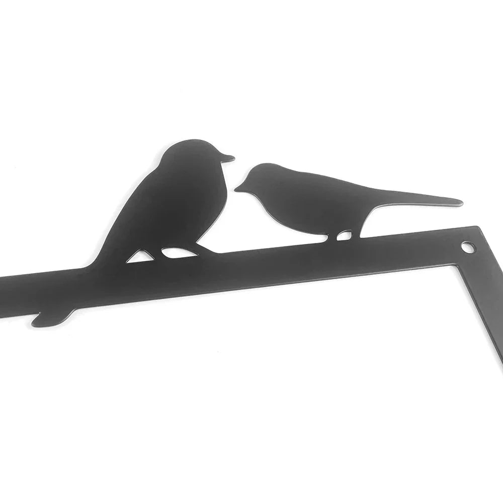 Birds and Cat Silhouette Black Metal Wall Art Decor
