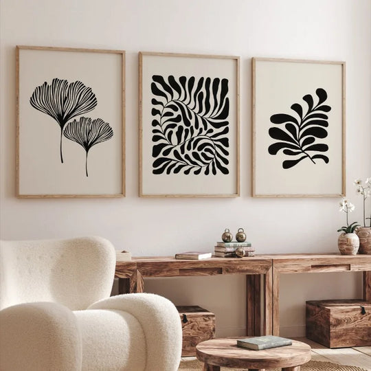Minimalist Abstract Botanical Leaf Canvas Wall Art Print