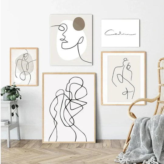 Minimalist Abstract Line Art Figure Canvas Wall Art