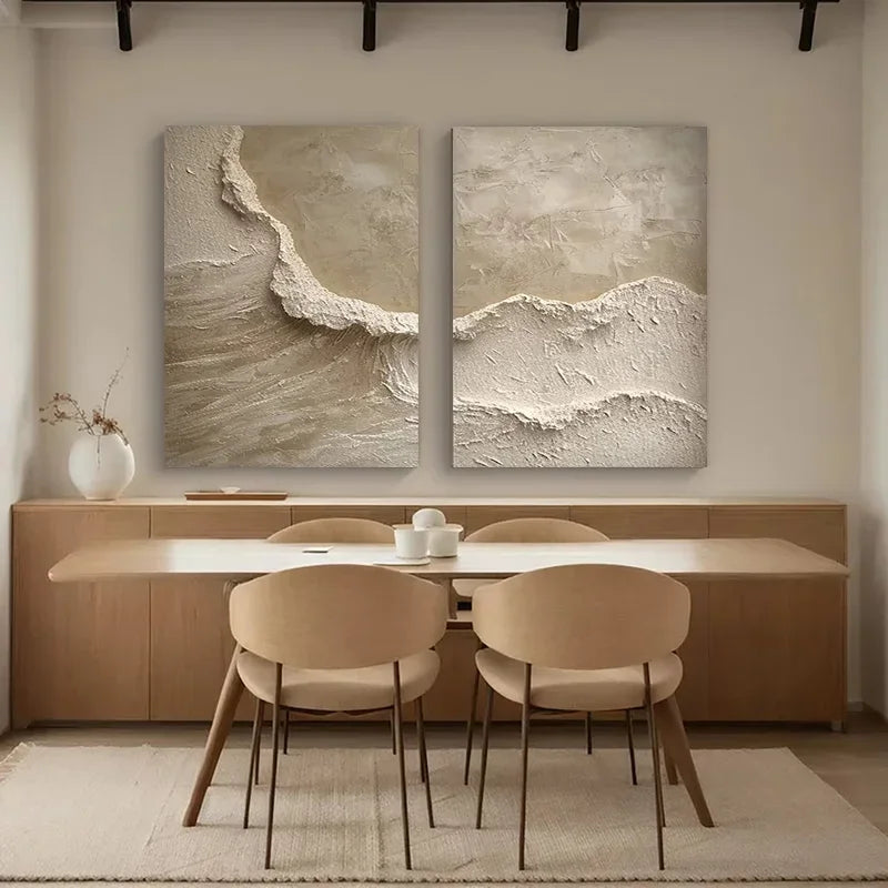 Minimalist Beige Coastal Abstract Canvas Wall Art