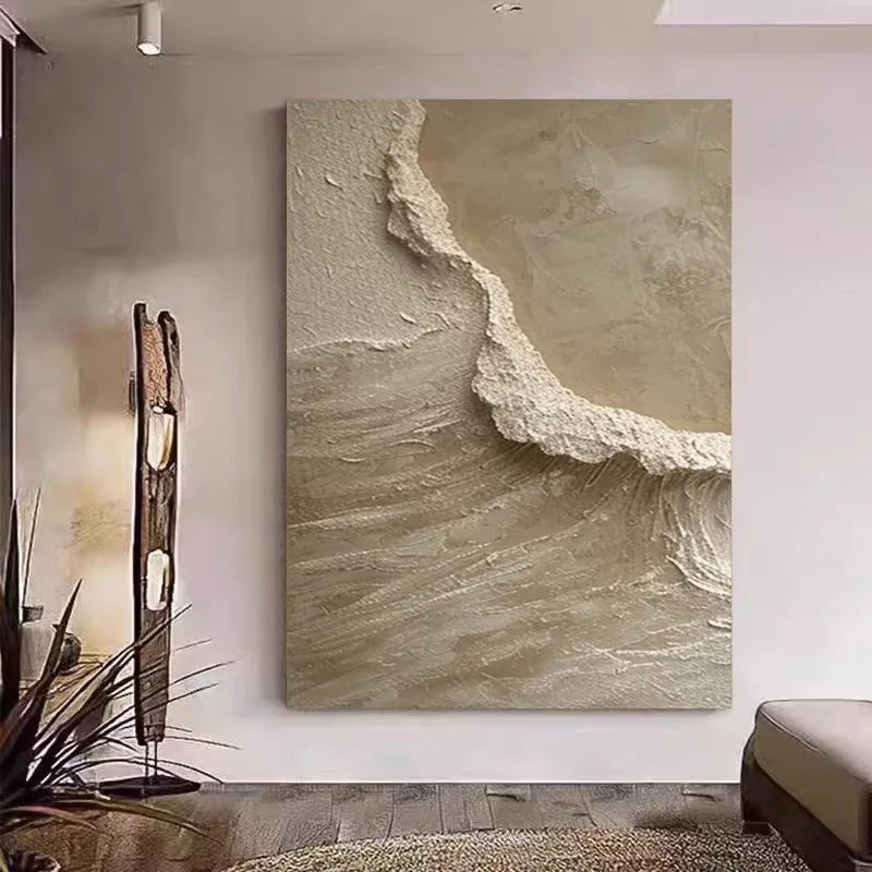 Minimalist Beige Coastal Abstract Canvas Wall Art
