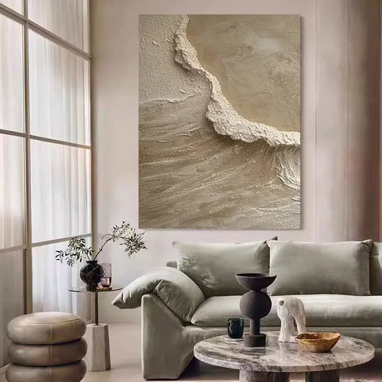 Minimalist Beige Coastal Abstract Canvas Wall Art