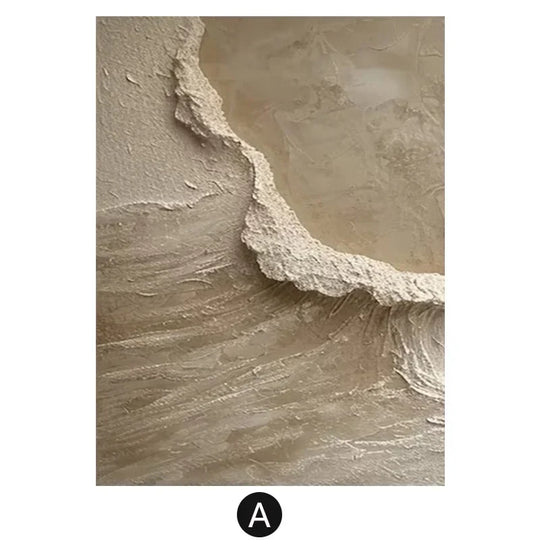 Minimalist Beige Coastal Abstract Canvas Wall Art