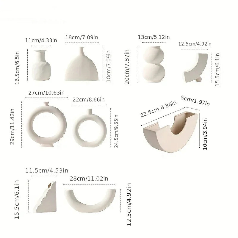 Minimalist Ceramic Nordic Hollow Vase Abstract Design