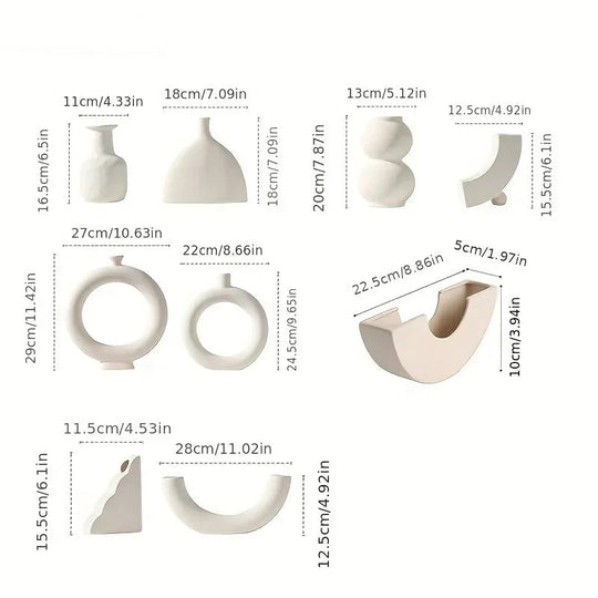 Minimalist Ceramic Nordic Hollow Vase Abstract Design