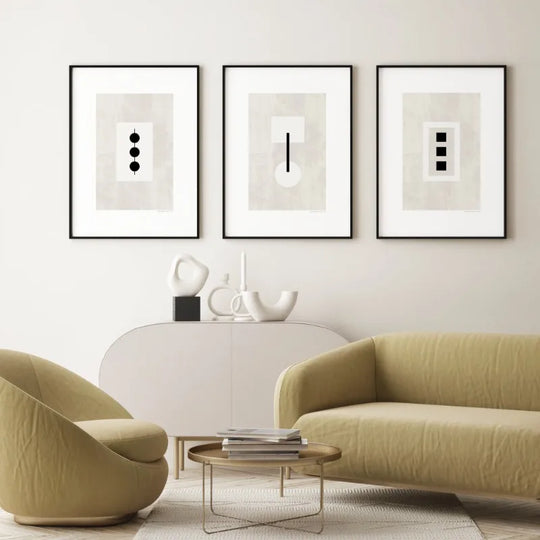 Minimalist Geometric Black White Abstract Canvas Wall Art