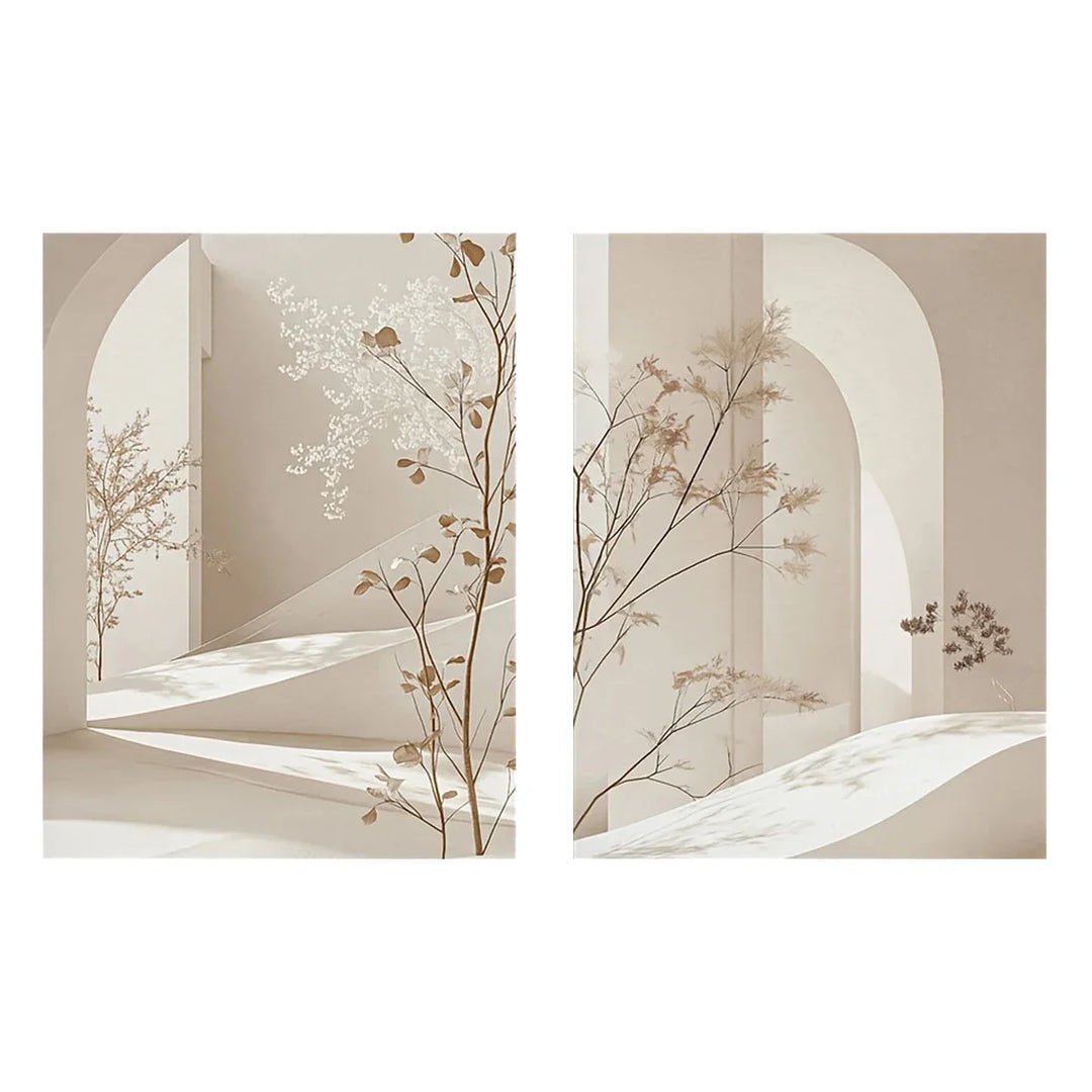 Minimalist Interior Landscape Abstract Botanical Canvas Wall Art