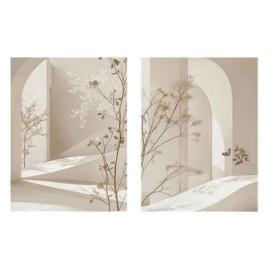 Minimalist Interior Landscape Abstract Botanical Canvas Wall Art