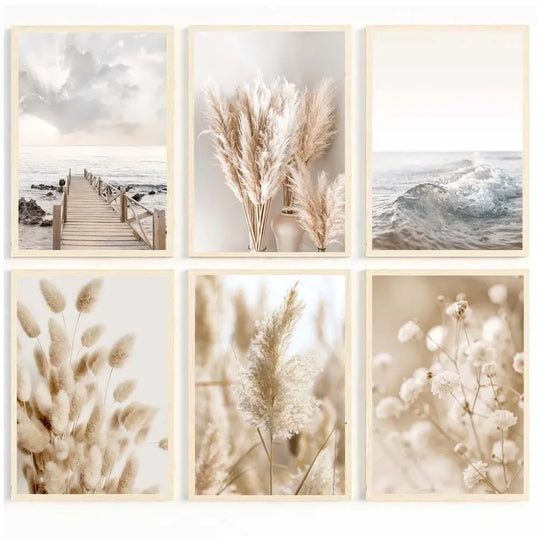 Minimalist Lake Pier Coastal Canvas Wall Art Unframed