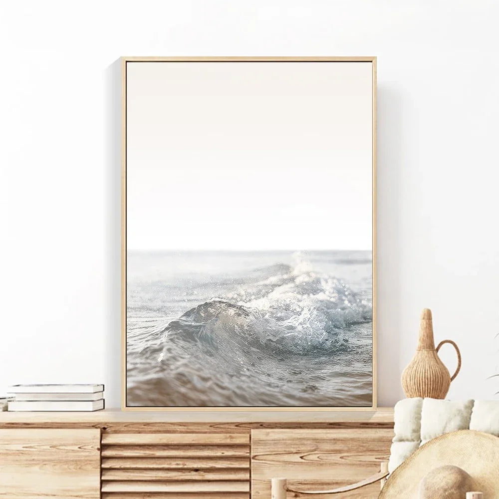 Minimalist Lake Pier Coastal Canvas Wall Art Unframed