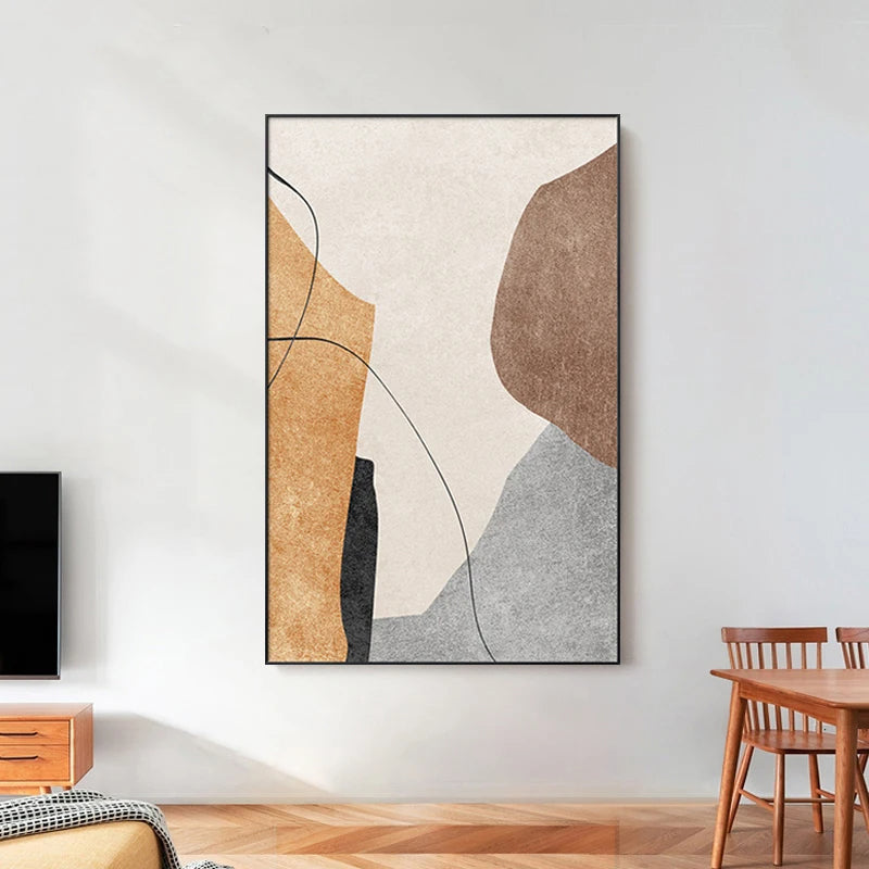 Minimalist Neutral Tones Abstract Canvas Wall Art Unframed