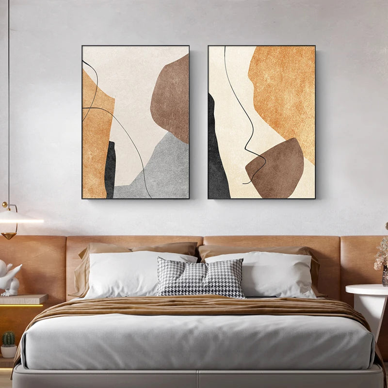 Minimalist Neutral Tones Abstract Canvas Wall Art Unframed