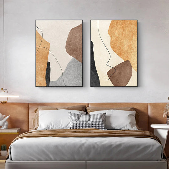 Minimalist Neutral Tones Abstract Canvas Wall Art Unframed