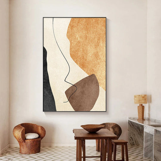 Minimalist Neutral Tones Abstract Canvas Wall Art Unframed