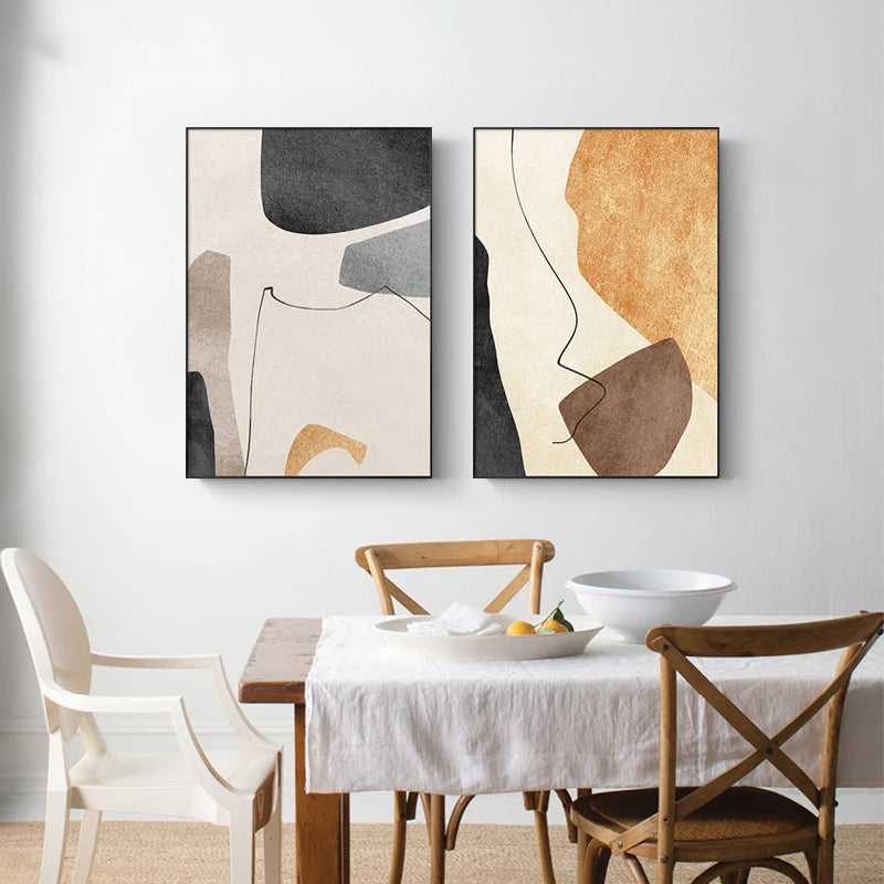 Minimalist Neutral Tones Abstract Canvas Wall Art Unframed