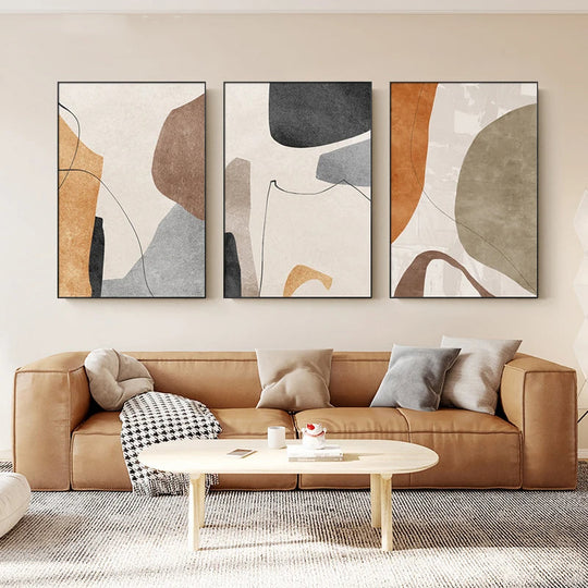 Minimalist Neutral Tones Abstract Canvas Wall Art Unframed