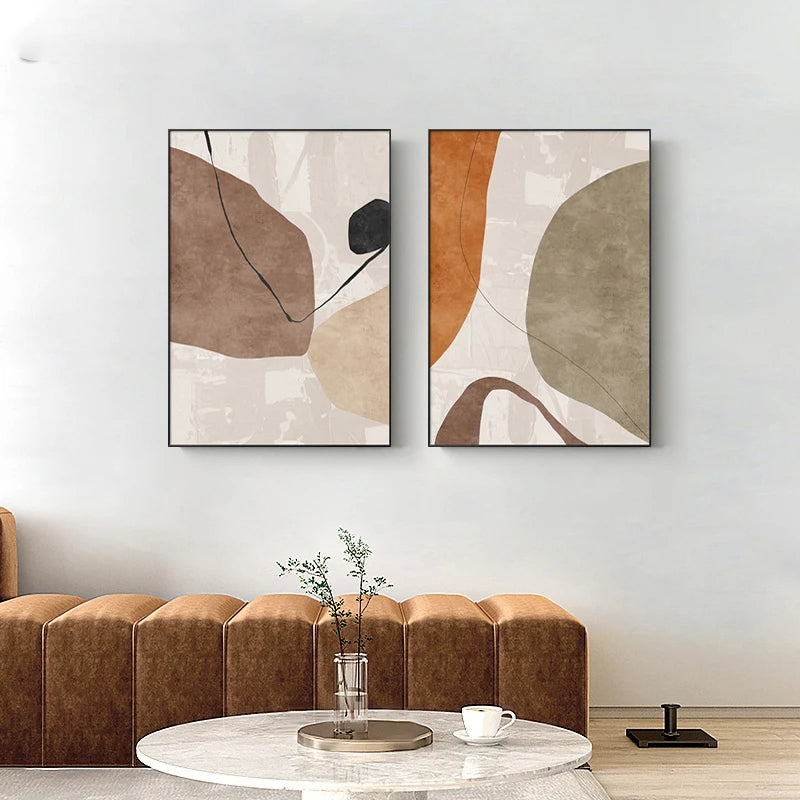 Minimalist Neutral Tones Abstract Canvas Wall Art Unframed