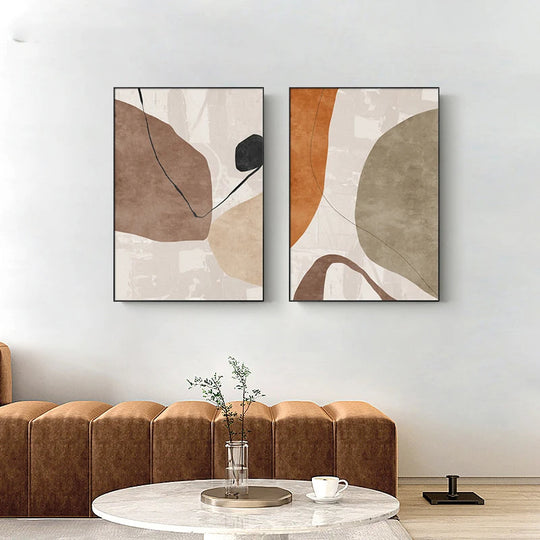 Minimalist Neutral Tones Abstract Canvas Wall Art Unframed