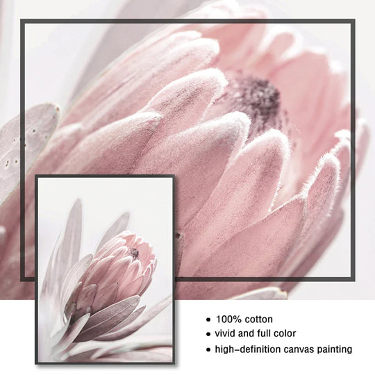 Minimalist Pink Floral Canvas Wall Art