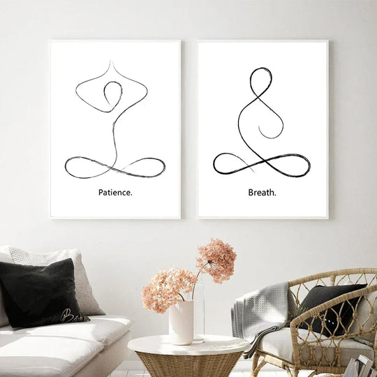 Minimalist Yoga Line Art Canvas Wall Art