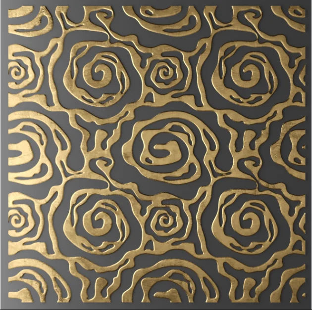 Black Golden Abstract Geometric Square Canvas Wall Art