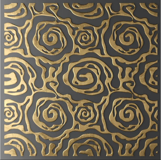 Black Golden Abstract Geometric Square Canvas Wall Art