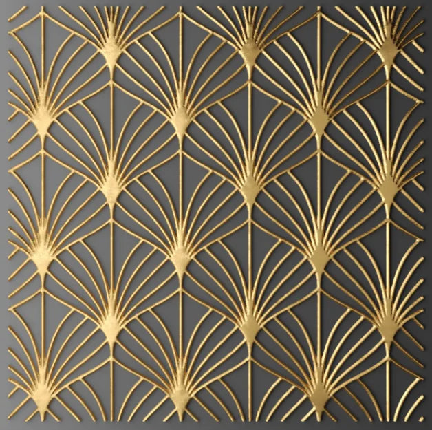Black Golden Abstract Geometric Square Canvas Wall Art