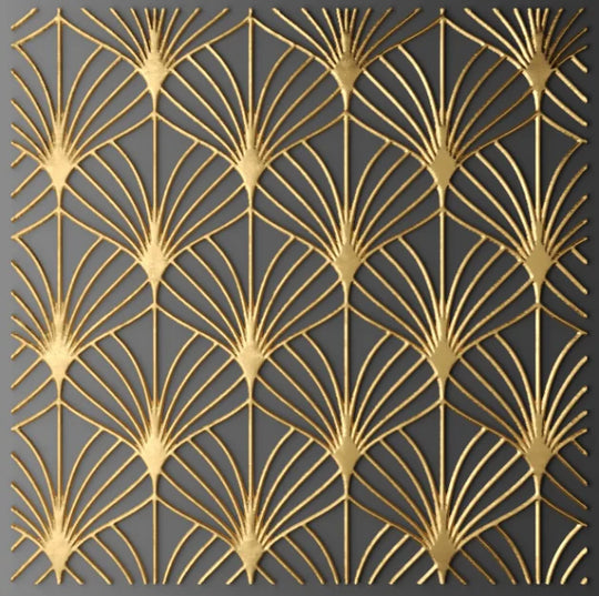 Black Golden Abstract Geometric Square Canvas Wall Art
