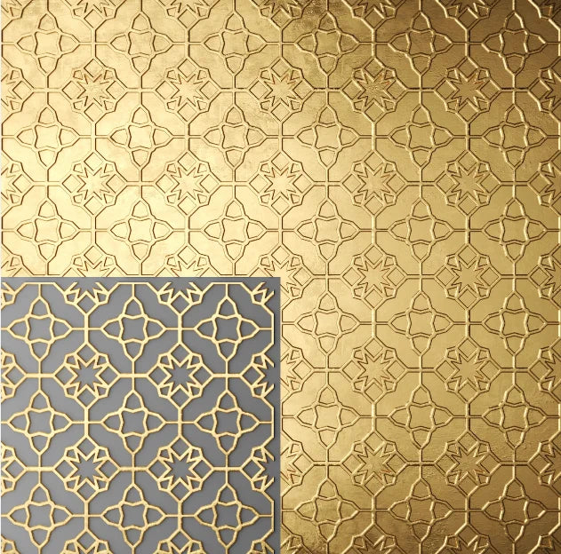 Black Golden Abstract Geometric Square Canvas Wall Art