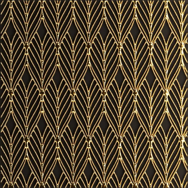 Black Golden Abstract Geometric Square Canvas Wall Art