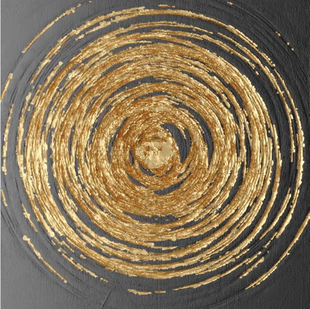 Black Golden Abstract Geometric Square Canvas Wall Art