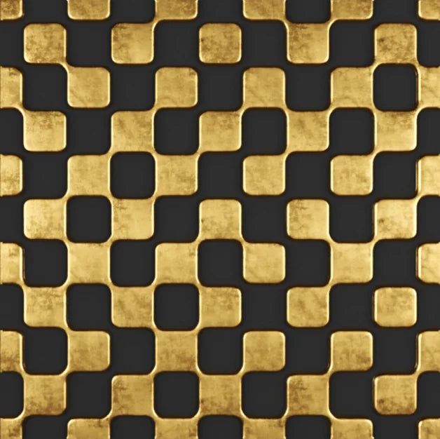 Black Golden Abstract Geometric Square Canvas Wall Art